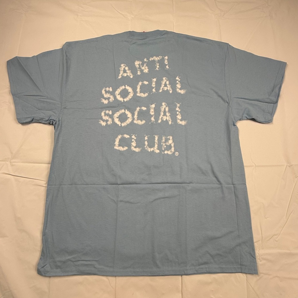 Anti Social Social Club Partly Cloudy Tee Light Blue 2XL ASSCDLAUG2SS045 NEW